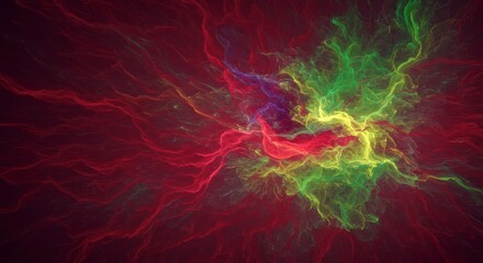 Poster - Cosmic Burst: A vibrant cosmic explosion of swirling energy, a mesmerizing display of color and light, like a captured nebula in a digital artwork. 