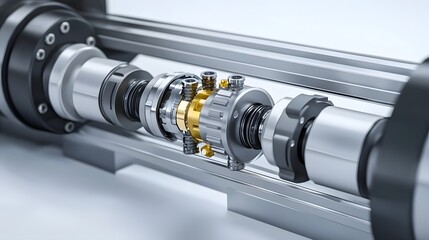 Poster - Close up View of Intricate Hydraulic Seals and Gaskets Preventing Leaks in a Pressurized Industrial System or Machinery