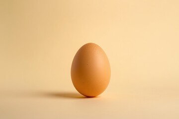 Poster - A single brown egg is centered on a beige background