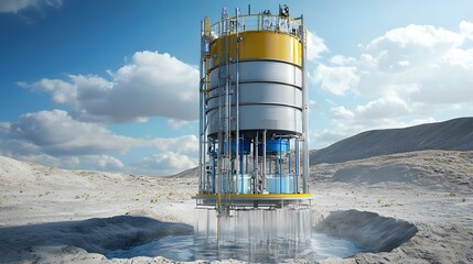 Aufkleber - Photo of a Gravity Fed Water System Used in Remote Regions Showing the Cutaway View of the Layers and Mechanisms