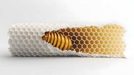 Aufkleber - A and digital image showcasing a honeycomb structure morphing and transforming into a modern and sleek brand logo representing the concept of futuristic product branding and corporate identity design