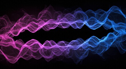 Aufkleber - Vibrant Abstract Smoke: A mesmerizing display of dynamic, flowing smoke in shades of pink and blue dances against a deep black backdrop.
