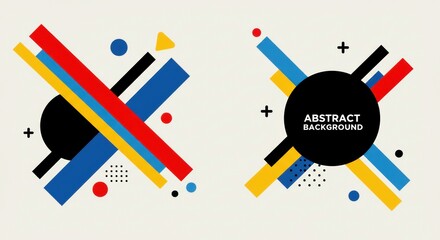 Poster - geometric abstraction: modern graphic design showcasing a dynamic interplay of shapes and colors wit