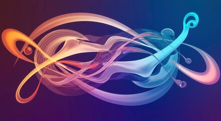 Poster - Abstract Symphony: An artistic representation of a musical instrument, with dynamic waves of color dancing and swirling around its form, creating a sense of rhythm and energy.