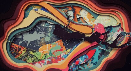 Poster - abstract layered art: this layered abstract artwork uses a vibrant array of colors and textures to c