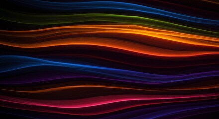 Aufkleber - Colorful Waves of Light: A vibrant display of multicolored light, swirling in elegant wave patterns, creating a mesmerizing visual symphony of color and form.