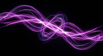 Aufkleber - Electric Currents: A mesmerizing display of vibrant, electric purple energy, undulating across a dark canvas, inviting viewers to delve into the beauty of abstract design.