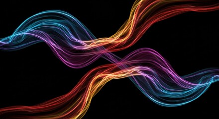 Aufkleber - Abstract Wavy Lines: Dynamic abstract image showcasing flowing, colorful wavy lines against a stark backdrop, evoking a sense of movement, energy, and interconnectedness.