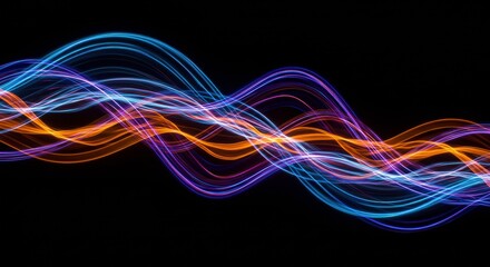 Aufkleber - Vibrant Waveform: Dynamic and colorful waves of energy undulate against a dark background, capturing the essence of sound, data, or movement.