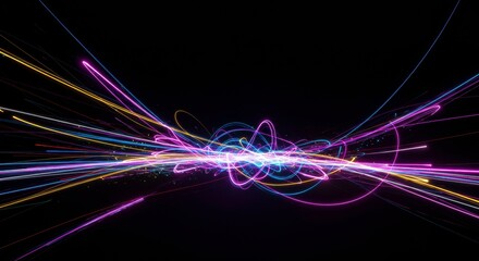 Aufkleber - Abstract Energy Trails: Vibrant streaks of light dance across the darkness, evoking a sense of dynamism, futuristic technology and the mysteries of science. 