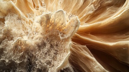 Poster - Silky textures blending in warm orange and white, forming abstract visual composition with smooth interplay of colors and organic shapes