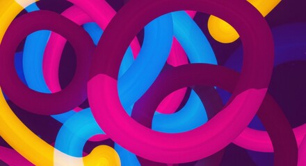 Poster - vibrant abstract loops: a dynamic composition of swirling, colorful loops interweaves across the fra