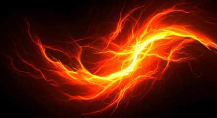 Aufkleber - Fiery Energy Wave: A dynamic wave of vibrant orange and red energy courses through a dark expanse, creating a visually stunning and evocative display of raw power and intensity.