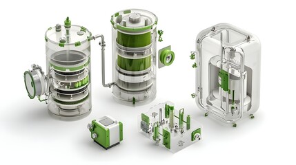 Aufkleber - Detailed cutaway view showcasing the intricate design and layers of a gravity fed water purification system engineered for use in remote and off grid areas to provide clean safe drinking water