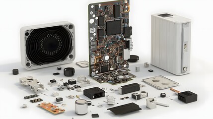 Aufkleber - Detailed Exploded View of a Walkie Talkie Revealing its Internal Components and Structure Showcasing the Technical Design and Engineering of this Communication Device