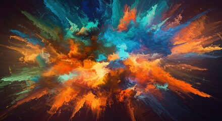 Poster - Chromatic Explosion: A stunning display of vibrant colors erupts in a dynamic and abstract composition, creating a visual spectacle of energy and movement.