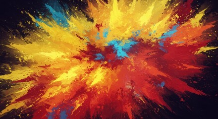 Poster - Explosive Palette: A vibrant, dynamic explosion of colorful powder particles in a mesmerizing display of artistic chaos. A stunning visual representation of energy, creativity, and abstract art.