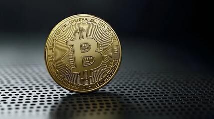 Poster - Photo of Bitcoin Digital Currency Soaring Upwards on a Futuristic Financial Screen Depicting the Growth and Increasing Value of Cryptocurrency as a Technological and Financial Innovation