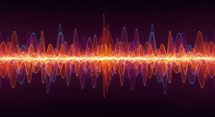 Aufkleber - Electrifying Sound Waves: A mesmerizing, abstract representation of sound waves pulsating with vibrant energy against a dark background, capturing the essence of music and audio.