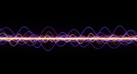 Aufkleber - Cosmic Symphony: Capturing the beauty of light and energy in this vibrant image, the oscillating lines of light dance across the canvas, suggesting the subtle pulse of existence itself.