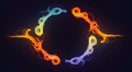 Aufkleber - Abstract Circular Design: A captivating abstract design features a circular arrangement of colorful, swirling smoke elements, creating a mesmerizing and dynamic visual composition.