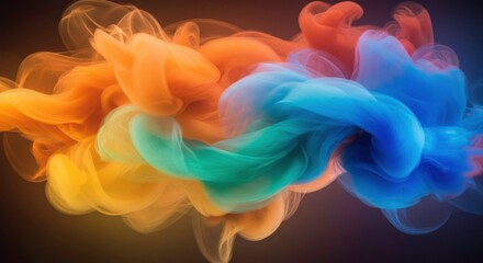 Poster - colorful smoke abstract: a swirling dance of vibrant colors in a captivating display of smoke, blend