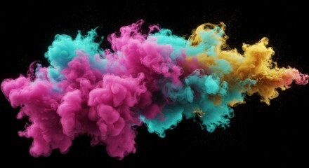 Aufkleber - Chromatic Explosion: A vibrant explosion of colors swirls against a dark backdrop, creating an abstract display of dynamic energy.