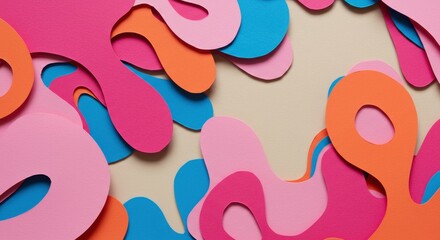 Poster - abstract colorful paper cutout: a vibrant and playful abstract composition created with layered, col