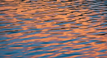 Poster - Dancing Reflections: Captivating water surface, shimmering with the fiery hues of sunset, evoking a sense of tranquility and natural artistry.