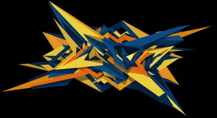 Aufkleber - Abstract Geometric Composition: A dynamic and captivating abstract composition featuring a complex interplay of sharp, geometric shapes in contrasting colors.