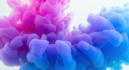 Poster - Dancing Colors: An artistic dance of vibrant pink and blue hues, colliding and swirling in a dynamic display of liquid beauty.