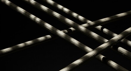Poster - abstract lines and shadow play: an evocative and minimalist composition of intersecting lines castin