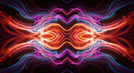 Aufkleber - Neon Abstract: A mesmerizing neon abstract art piece showcases an intricate dance of vibrant colors and fluid shapes, igniting the imagination.