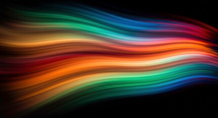 Aufkleber - Chromatic Flow: An abstract composition featuring a vibrant display of flowing, layered colors, creating a sense of dynamic movement and artistic expression against a dark backdrop. 