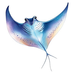 Wall Mural - a manta ray with wide wings and a soft gradient design, watercolour hand painted