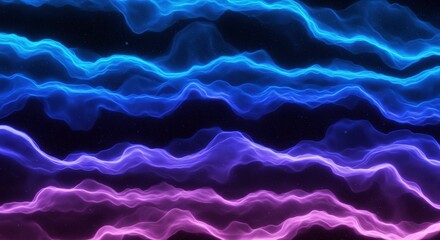 Aufkleber - Abstract Waves of Color: An ethereal display of vibrant blue, purple, and pink waves flowing seamlessly against a dark backdrop, creating a mesmerizing visual effect.