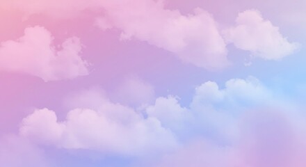 Poster - Dreamy Skies: Pastel clouds cascade across a gradient of soft hues, the image evokes a sense of peace and calm. The seamless blend of colors and soft cloud forms create an ethereal ambiance.