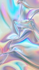 Poster - Colorful iridescent fabric with flowing silky texture and soft light reflections.
