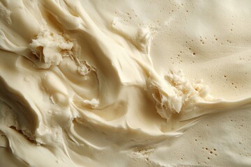 Wall Mural - Creamy textured food with sculpted waves and foamy edge