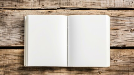 Poster - A minimalist mockup with a blank book placed on a twotoned table, showcasing elegant wooden details for design inspiration.