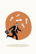 © deagreez - Art image vertical photo collage of serious businessman arrow development success pointer career growth motivation statistics