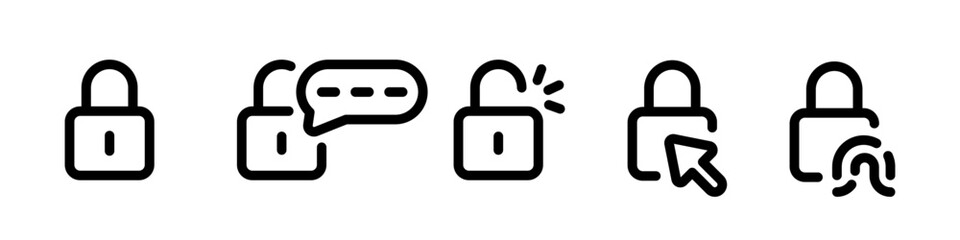 Poster - lock icon collection. padlock icons. locked and unlocked icons. security symbols