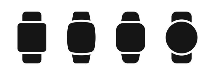 Poster - Smart watch vector icon set. Smartwatch symbol collection. Wristband or Wristwatch. Smartwatch silhouette