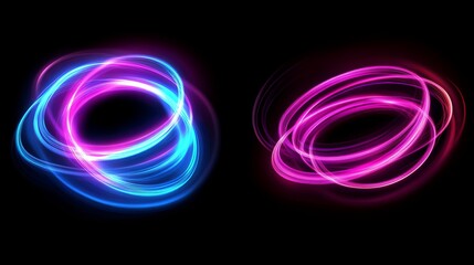 Poster - Abstract Neon Light Trails Pink Blue Swirls Dynamic Energy Futuristic Design Modern Art Background Digital Illustration Graphic Resource Vibrant Color