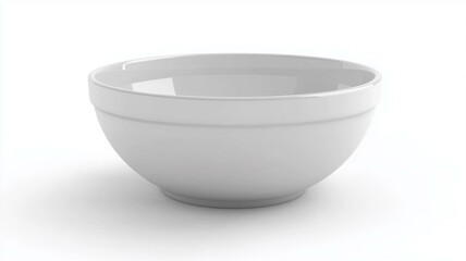 Wall Mural - Ultra-realistic image of a white ceramic salad bowl with a wide rim, isolated on a white background
