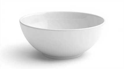 Wall Mural - Ultra-realistic image of a white ceramic salad bowl with a wide rim, isolated on a white background
