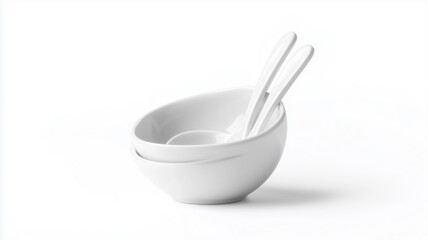 Wall Mural - Ultra-realistic image of a white ceramic kitchen spoon holder with a minimalist design, isolated on a white background
