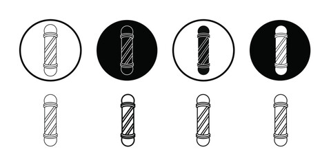 barber pole icon Black line art vector logo set