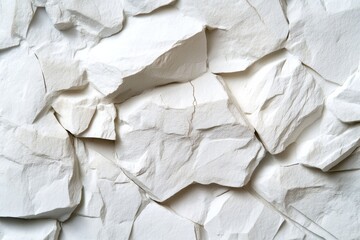 Poster - A white rock wall with many cracks and holes