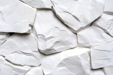 Poster - A wall made of white rocks, with a rough and jagged texture